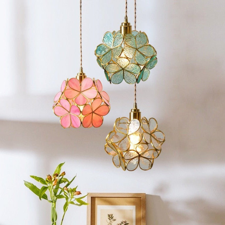 Glass Pendant Light- Flower Pendant Light- Amor - Louve Lights