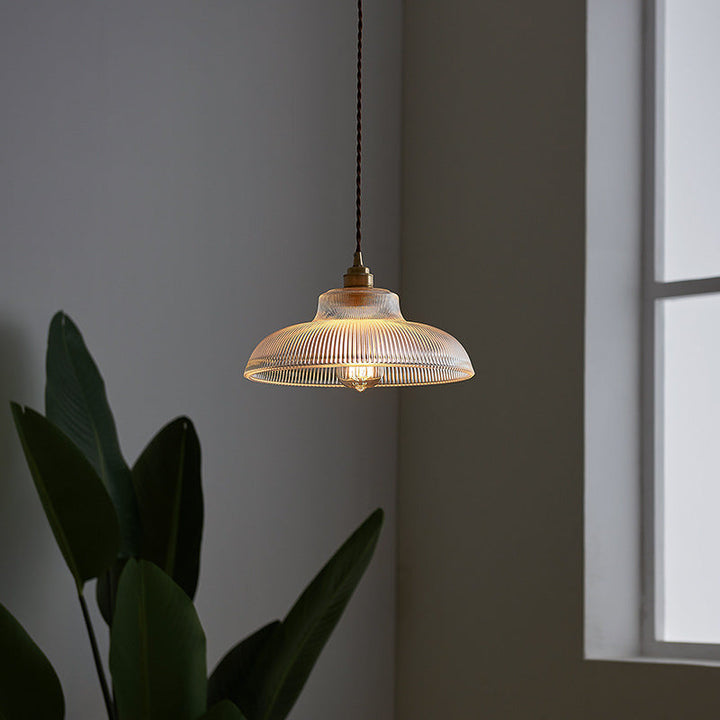 Vintage Stripe Glass Pendant Lamp - Dining Room Pendant Light - Lyssa