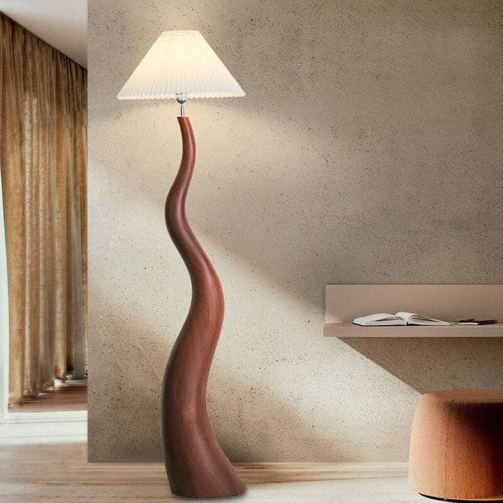 Curved Resin Standing Lamp- Fabric Lampshade Floor Lamp- Myrto