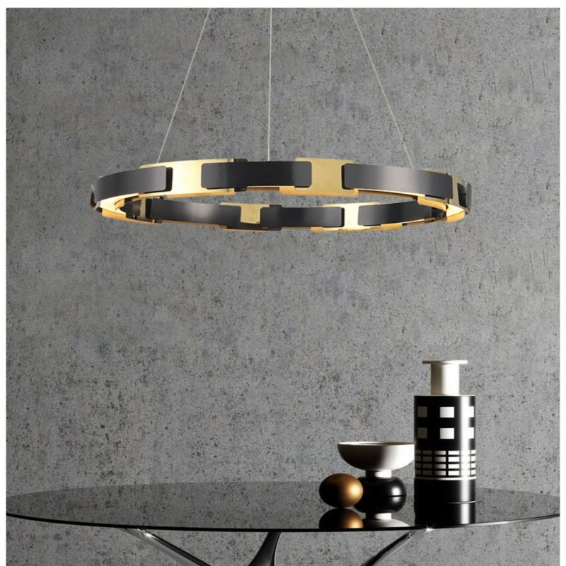 Round Black & Gold Modern Chandelier- Luxury Modern Chandelier- Viktoria