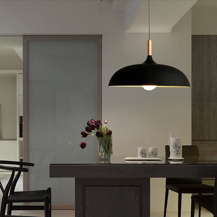 Modern Minimalist Wood & Aluminum Pendant Light - Anita - Louve Lights