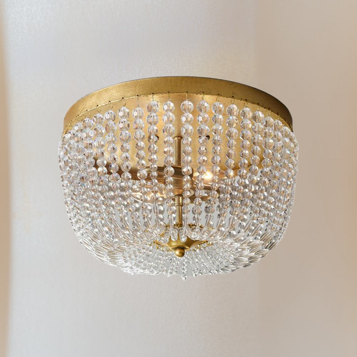 Vintage Gold Chandelier Lighting- Crystal Bead Chandelier- Ebba