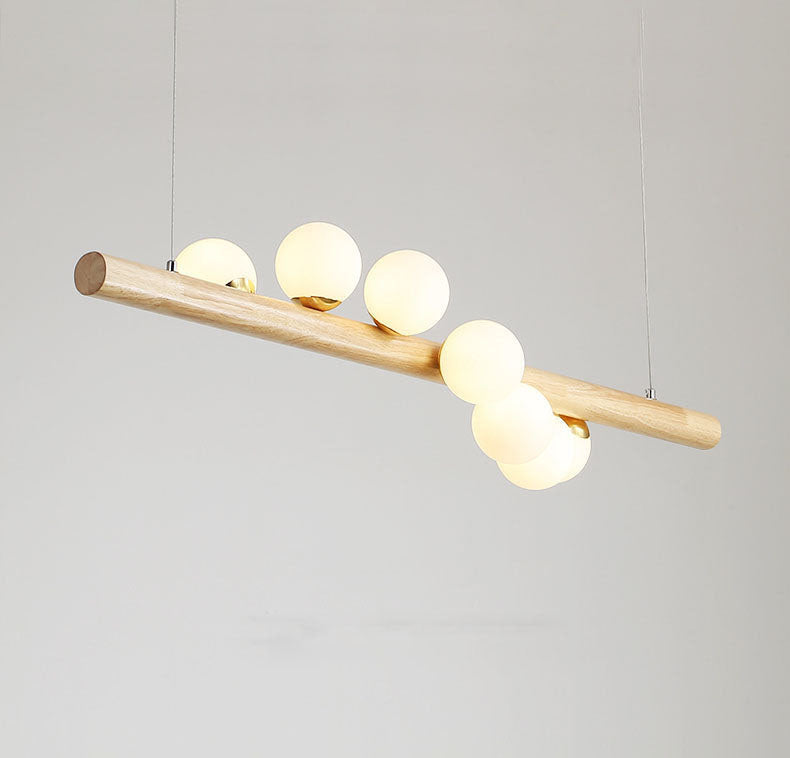 Spiraling Linear Glass Ball Chandelier - Modern Hanging Light Fixture -