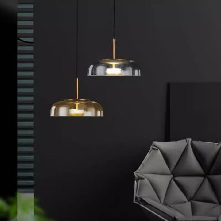 Luminaire Glass Dome Pendant Light- Modern Glass Hanging Lamp- Dorete - Louve Lights