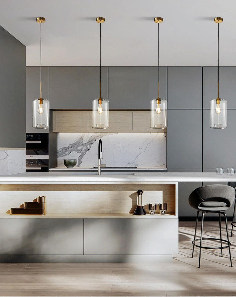 Contemporary Glass Pendant Light- Kitchen Island Pendant Lights- Goda - Louve Lights