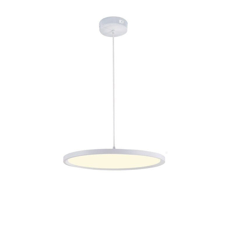 Flat Round Aluminum Modern Hanging Pendant Light - Aina - Louve Lights