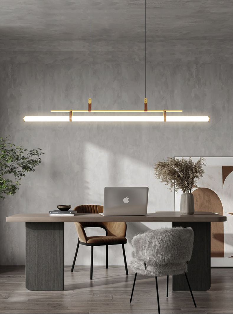 Minimalist Linear Pendant Light- Modern Kitchen & Dining Hanging Light- Alex - Louve Lights