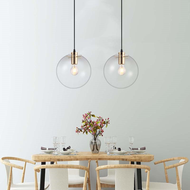 Modern Glass Globe Pendant Light- Glass & Brass Pendant Light- Viljar - Louve Lights