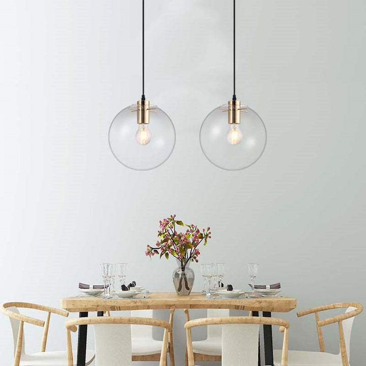 Modern Glass Globe Pendant Light- Glass & Brass Pendant Light- Viljar - Louve Lights