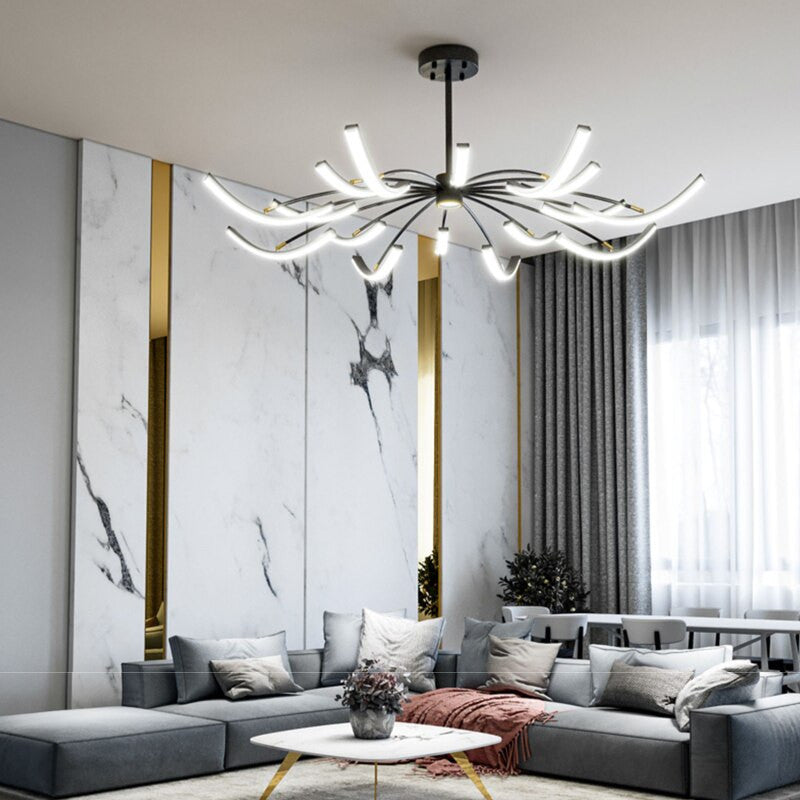 Luxury Linear LED Chandelier- Contemporary Living Room Chandelier- Mona