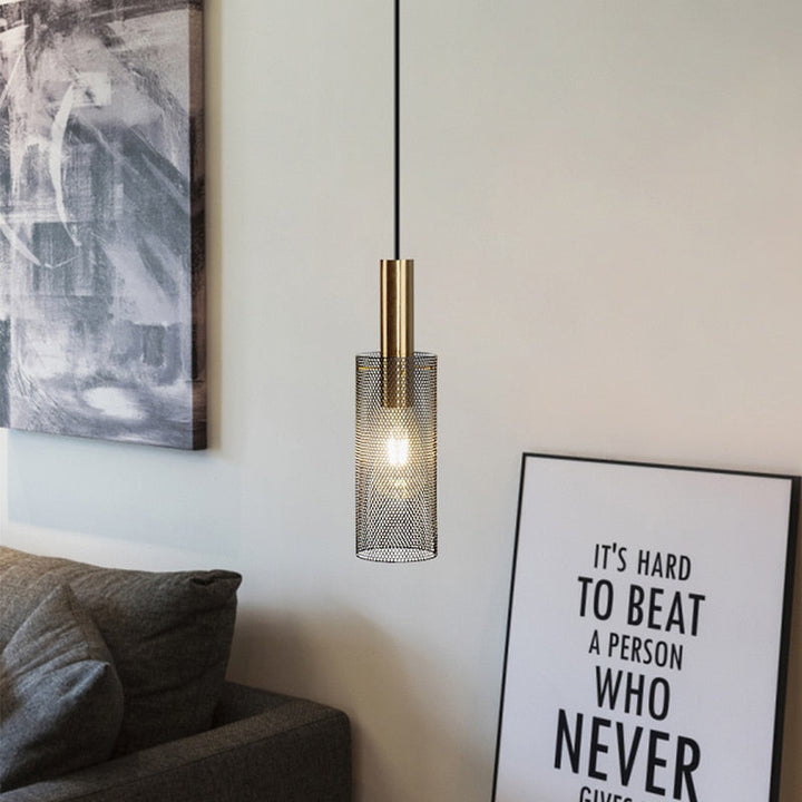 Modern Industrial Mesh Lampshade Pendant Light- Carlyn - Louve Lights