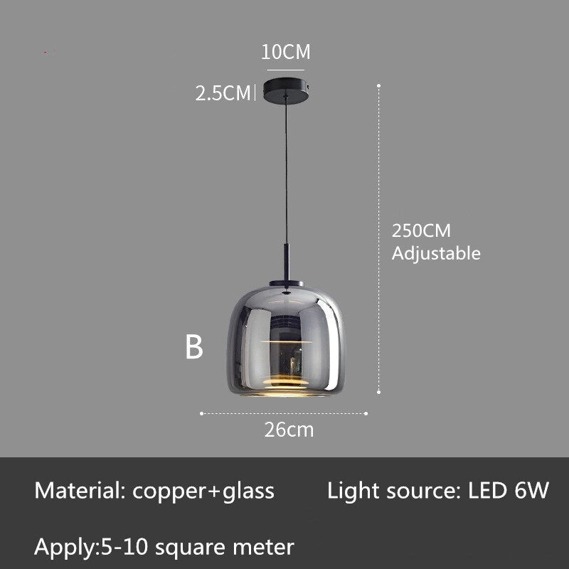 Modern Glass LED Pendant Light- Kitchen Dining LED Hanging Light- Bente - Louve Lights