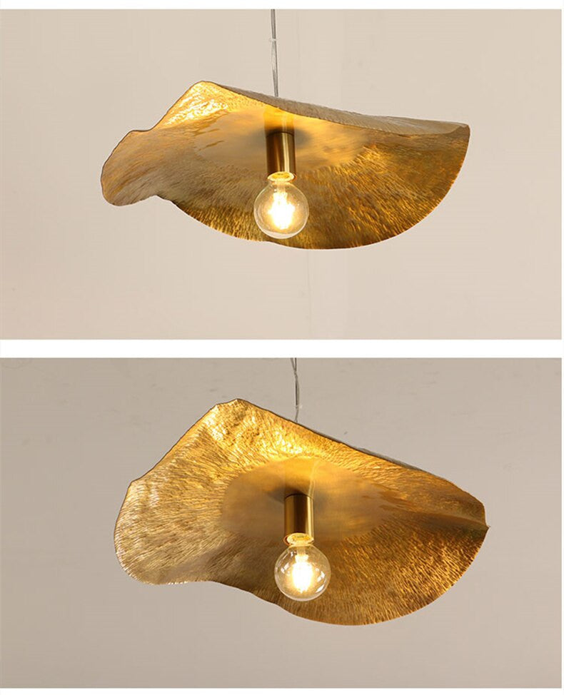 Lotus Leaf Pendant Light - Gold Pendant Light - Nelle - Louve Lights