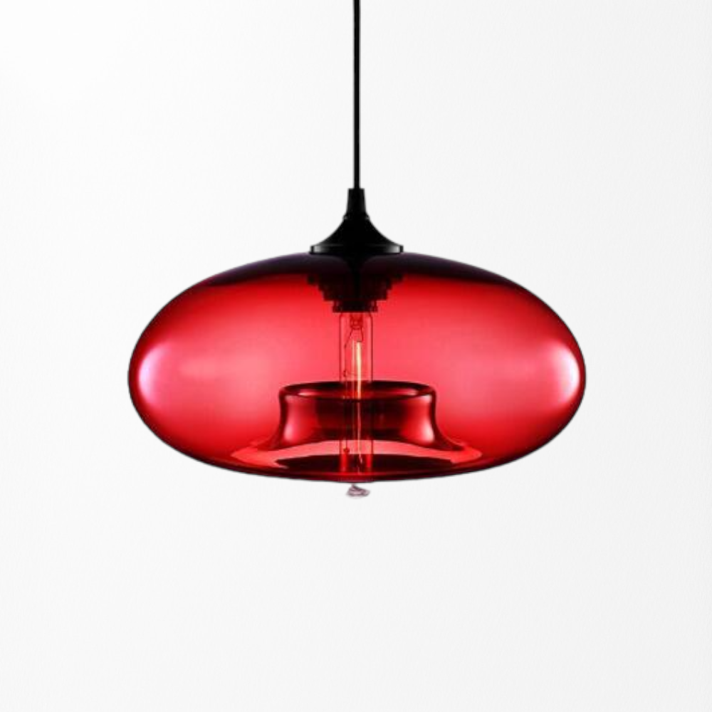 Mid Century Glass Pendant Light - Dining Room Light Fixture - Färgatglas - Louve Lights