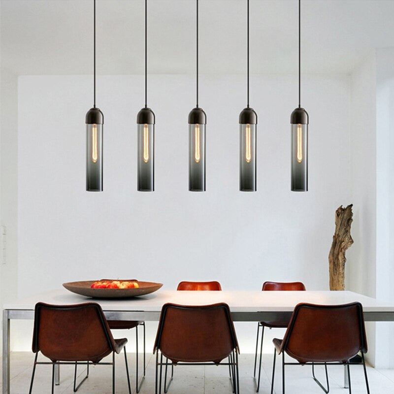 Modern Long Hanging Glass Pendant Light - Anette - Louve Lights