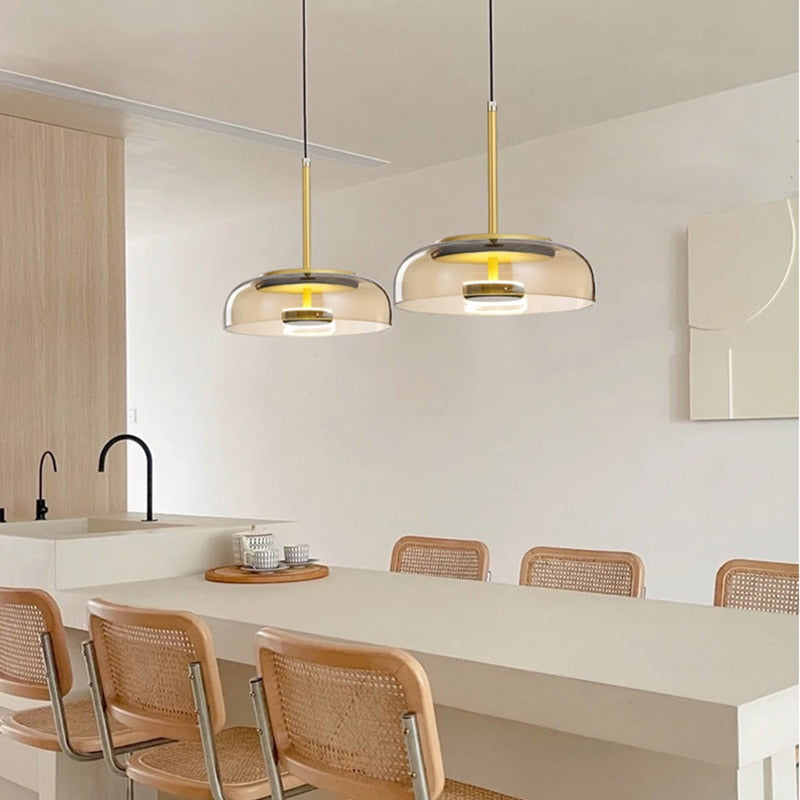 Modern Nordic Glass Hanging Pendant Light - Dina - Louve Lights