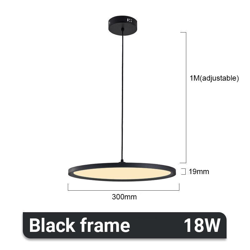 Flat Round Aluminum Modern Hanging Pendant Light - Aina - Louve Lights