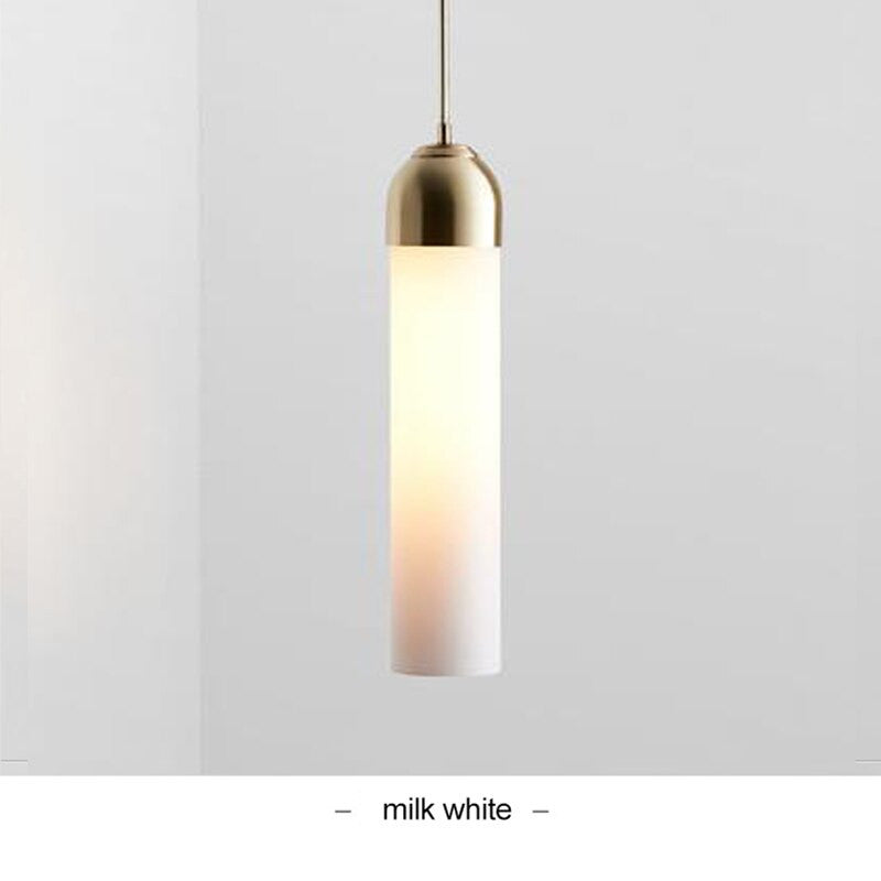 Modern Long Hanging Glass Pendant Light - Anette - Louve Lights