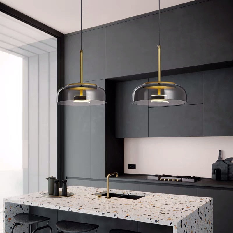 Modern Nordic Glass Hanging Pendant Light - Dina - Louve Lights