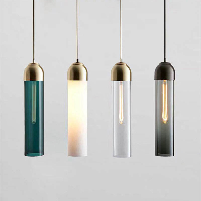 Modern Long Hanging Glass Pendant Light - Anette - Louve Lights