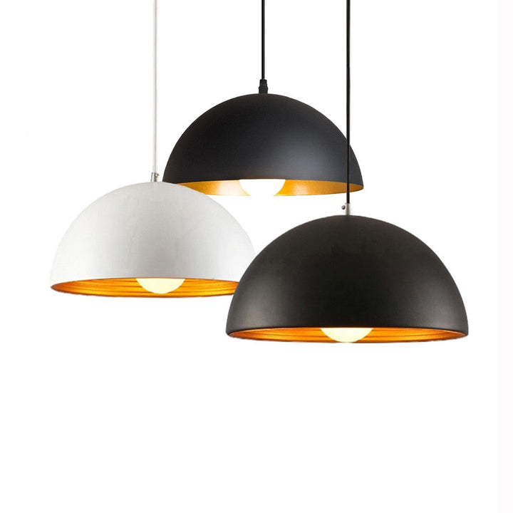 Modern Industrial Dome Pendant Light with Gold Inside- Sonam - Louve Lights