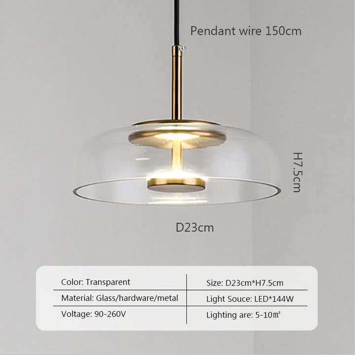 Luminaire Glass Dome Pendant Light- Modern Glass Hanging Lamp- Dorete - Louve Lights