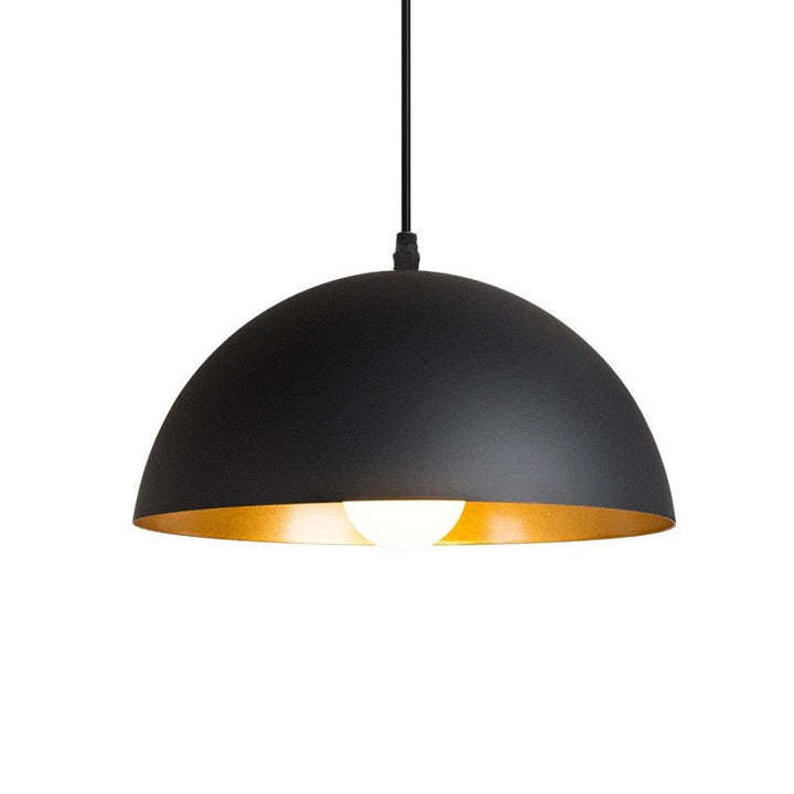 Modern Industrial Dome Pendant Light with Gold Inside- Sonam - Louve Lights