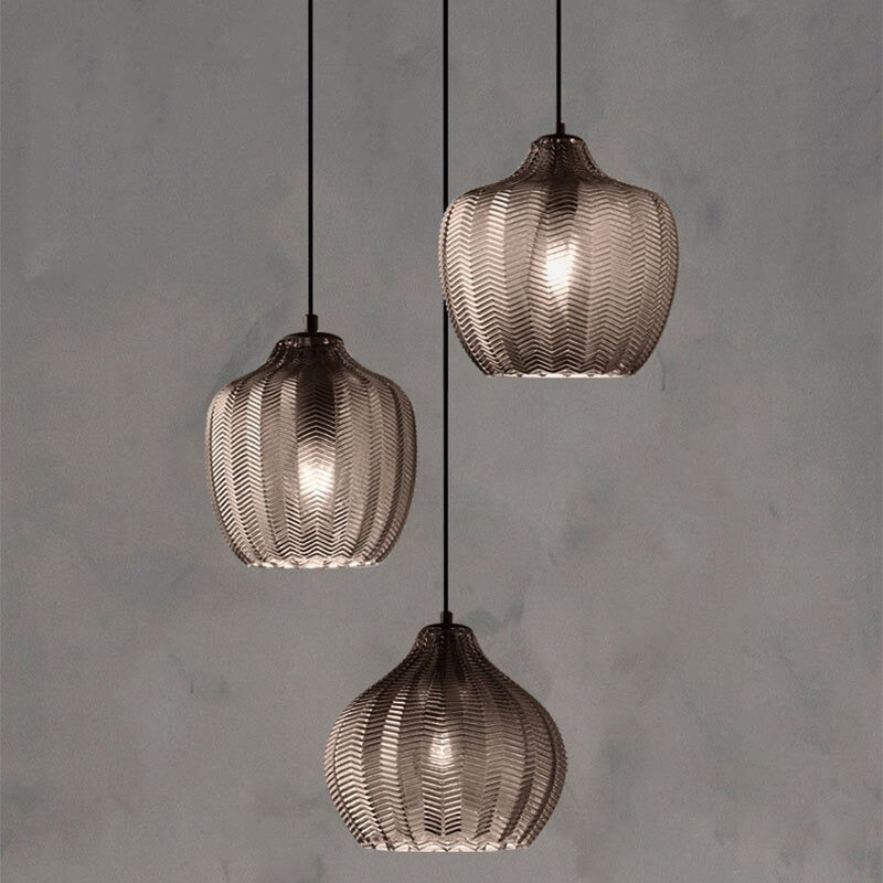 Modern Nordic Glass Hanging Pendant Light - Kaja - Louve Lights