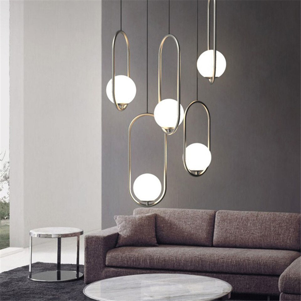 Scandinavian Glass Globe Dining Room Pendant Light - Modern Pendant Lighting - Ame