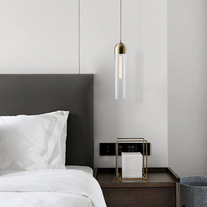 Modern Long Hanging Glass Pendant Light - Anette - Louve Lights