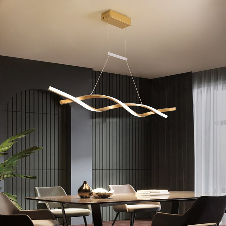 Suspended LED Contemporary Spiral Chandelier- Gray - Louve Lights