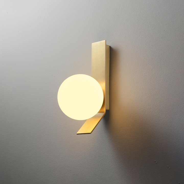 Copper Milky White Glass Wall Light- Modern Glass Wall Lamp- Polina