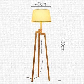 Wooden Tripod Standing Floor Lamp- Fabric Lampshade Japanese Style Desk Lamp- Stella