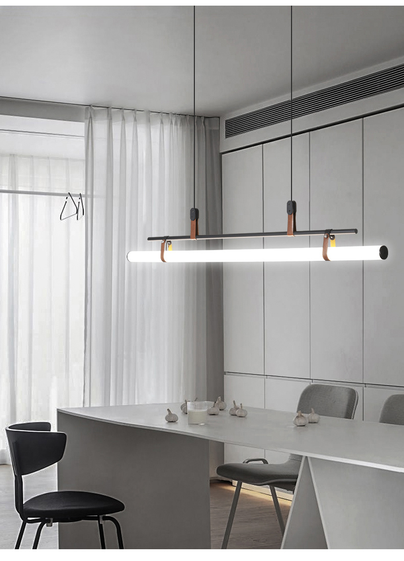 Minimalist Linear Pendant Light- Modern Kitchen & Dining Hanging Light- Alex - Louve Lights