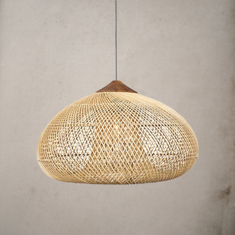 Rattan Wood Pendant Lamp- Ceiling Pendant Hanging Light- Evanthia