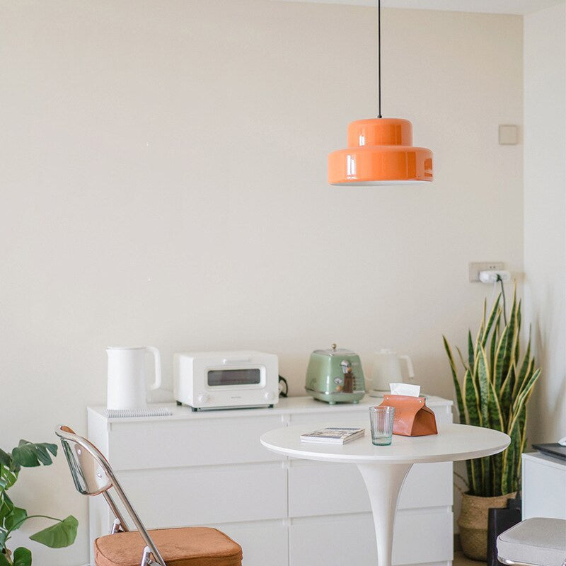 Mid Century Bauhaus Pendant Light in Orange- Pip - Louve Lights