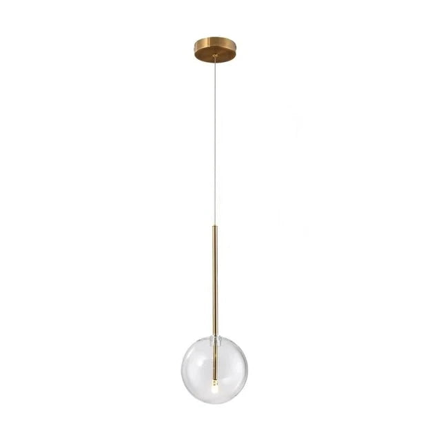 Modern Glass Globe Pendant Light- Glass & Brass Pendant Light- Viljar - Louve Lights