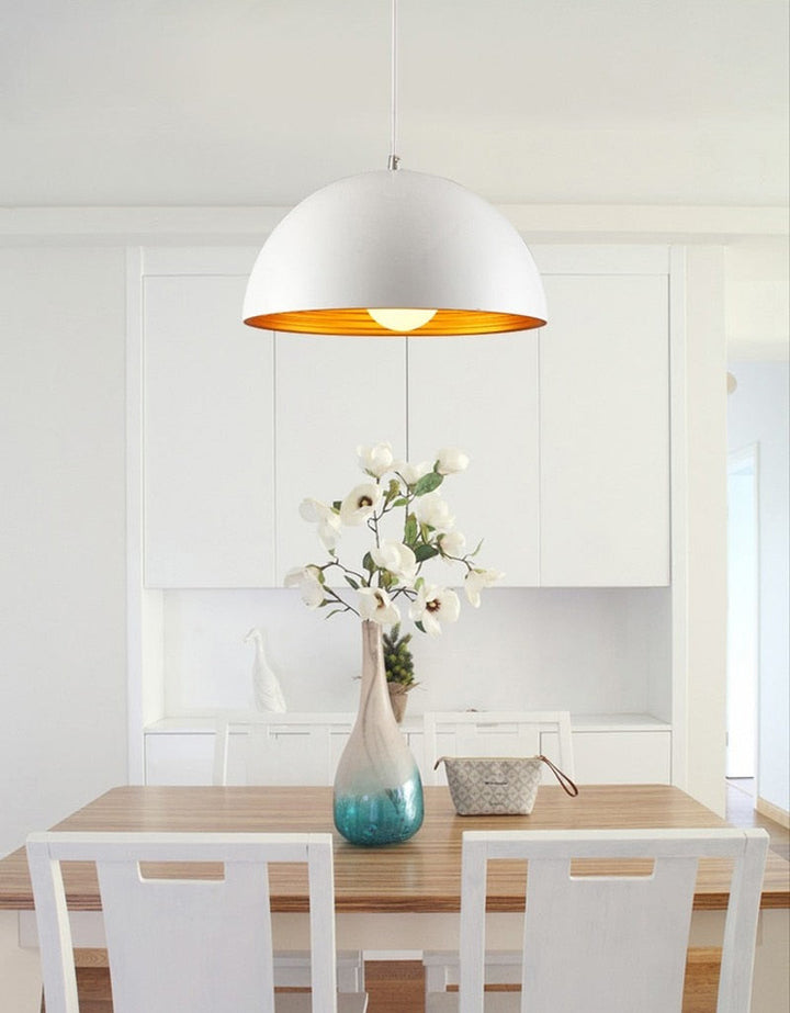 Modern Industrial Dome Pendant Light with Gold Inside- Sonam - Louve Lights