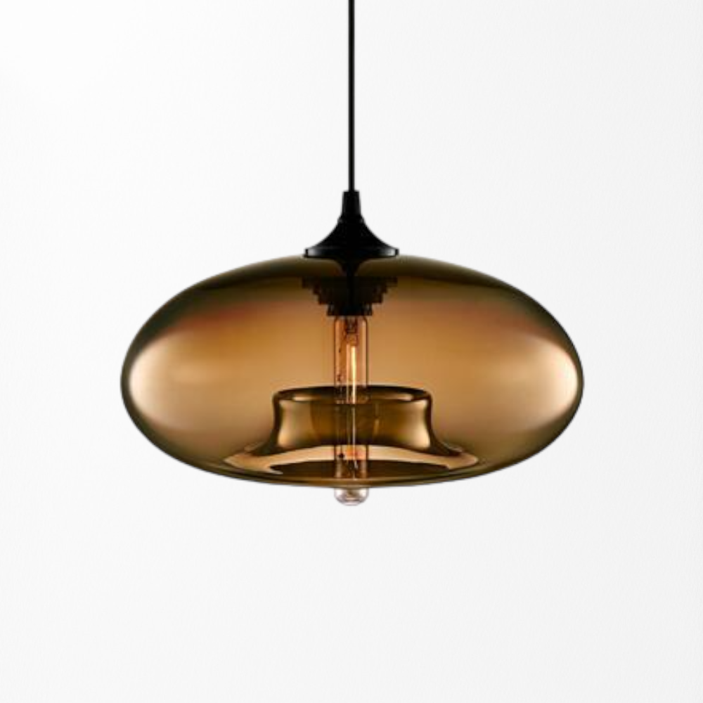 Mid Century Glass Pendant Light - Dining Room Light Fixture - Färgatglas - Louve Lights