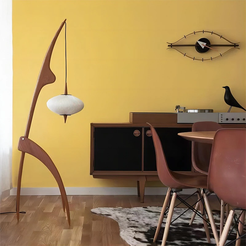 Modern Wood Standing Lamp- Modern Fishing Rod Style Floor Lamp- Elias