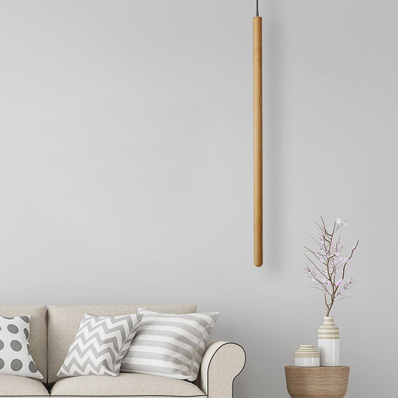 Long Linear Wooden Pendant Light- Modern Hanging Pendant Light- Ella - Louve Lights