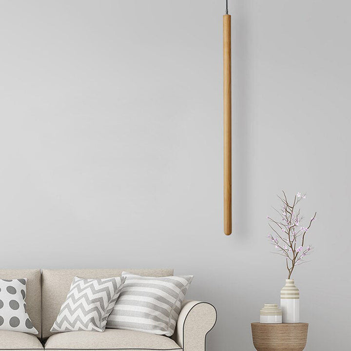 Long Linear Wooden Pendant Light- Modern Hanging Pendant Light- Ella - Louve Lights