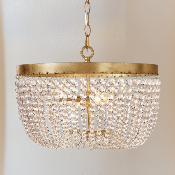 Vintage Gold Chandelier Lighting- Crystal Bead Chandelier- Ebba