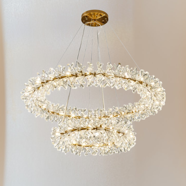Flower Glass Crystal LED Chandelier- Modern Luxury Ceiling Light- Ina