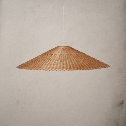 Japanese Hat Rattan Pendant Light- Retro Bamboo Hanging Light- Alberte - Louve Lights