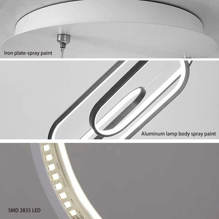 Modern Black & White LED Hooped Pendant Lights- Jaana - Louve Lights