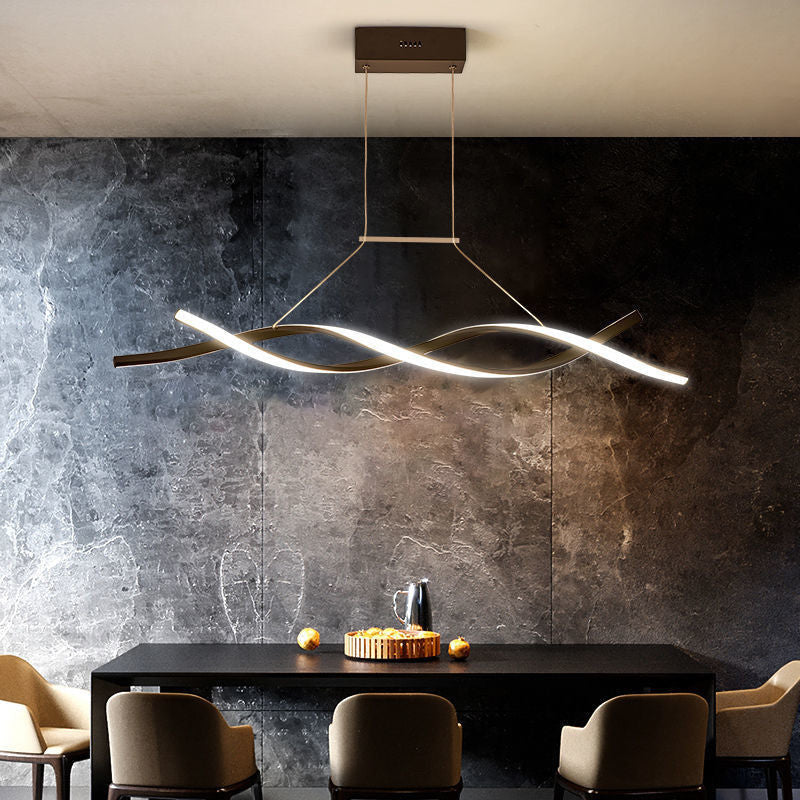 Suspended LED Contemporary Spiral Chandelier- Gray - Louve Lights