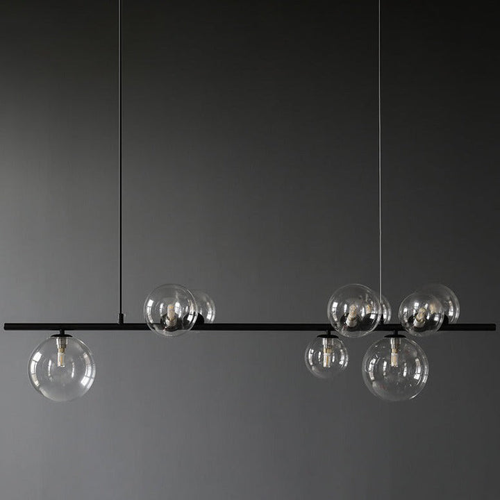 Modern Glass Bubble Linear Chandelier - Suspended Kitchen Dining Light - Rikard
