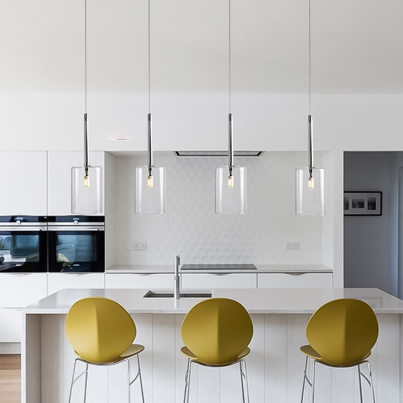 Contemporary Glass Hanging Pendant Light- Kitchen & Dining Room Lights- Christa - Louve Lights