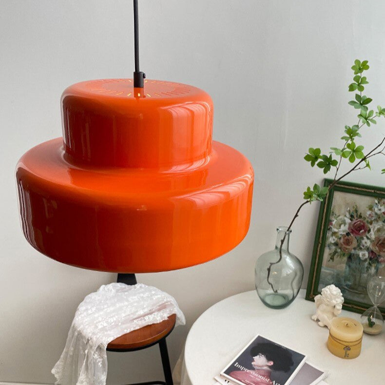 Mid Century Bauhaus Pendant Light in Orange- Pip - Louve Lights